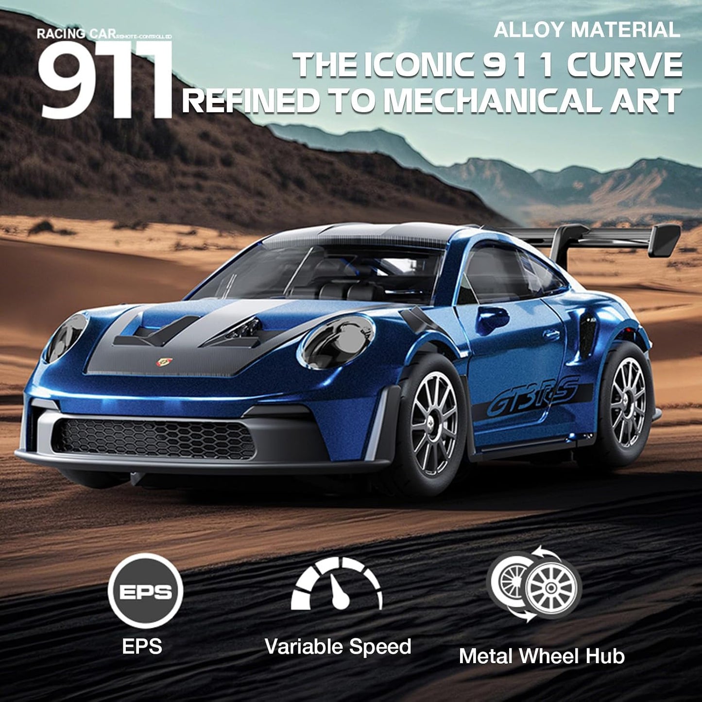 1/43 Scale RC Drift Car, Mini 911 RC Model Car 2.4GHz 4WD RC Alloy D43 Vehicles with Gyro & LED Lights Toys