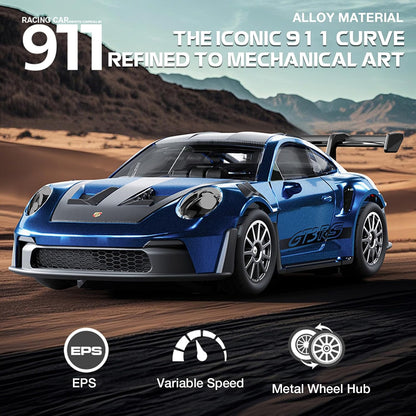 1/43 Scale RC Drift Car, Mini 911 RC Model Car 2.4GHz 4WD RC Alloy D43 Vehicles with Gyro & LED Lights Toys