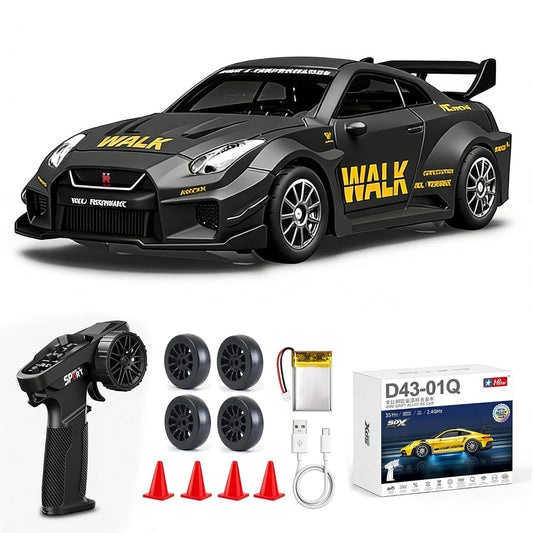 1/43 Scale RC Drift Car, Mini 911 RC Model Car 2.4GHz 4WD RC Alloy D43 Vehicles with Gyro & LED Lights Toys